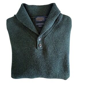 Pendleton Mens Washable Shetland Wool Shawl Collar Sweater Dark Green Large NWOT